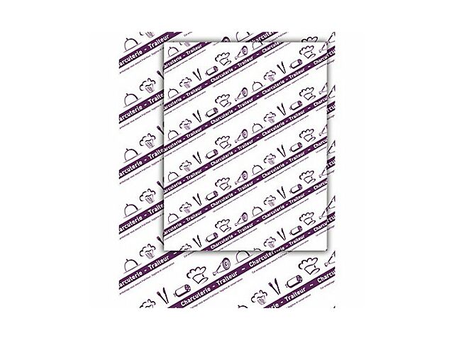 Papier imprimé paraffiné 1 face en format - "CHARCUTERIE-TRAITEUR" 25 X 33 cm