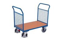 Variofit - Chariot à dossier fixe et ridelle à mailles - Capacité 500kg - 2 dossiers - Roulettes 200mm TPE - Bleu