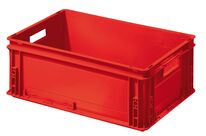 Caisse plastique Athéna rouge 40 litres poignées ouvertes