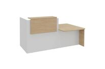 Burocean - Banque d&amp;#039;accueil Ola+module bas 1m blanc perle/chêne clair - Éco-responsable, PEFC, 5 ans garantie