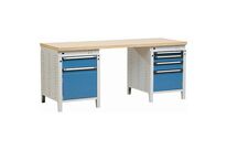 Kind - Établi Fixe 2000mm - 5 Tiroirs + 1 Caisson - Plateau Hêtre Multiplis 40mm - Charge 1400kg