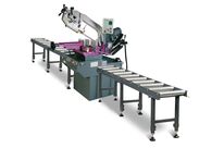 Scie à ruban pour métaux -45°/+60° capacité 255 mm 1,5 kW 400V y compris 2 convoyeurs de 3M 5 lames de scie 1 bidon 5L Optisaw SD310V PACK3