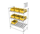 Stockage dynamique logistique | Étagère FIFO 3 niveaux avec panneau N° 33A-3