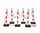Poteaux de balisage et chaîne - 6 POTEAUX PVC + 12 M DE CHAÎNE ROUGE/BLANC