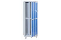 Manutan Expert - Armoire à linge 3 colonnes 6 cases - Acier Gris/Bleu - Penderie - Verrouillage à cadenas