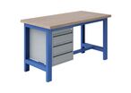 Sofame - Établi Fixe SI40+3T - 1800x750mm - Hêtre Multiplis - Bleu - Charge 1500kg - Éco-responsable