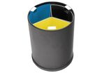 Probbax - Poubelle de tri intérieur 13L Noir Acier - 3 flux, ouverture à fente, design rond, écologique