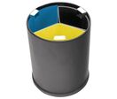 Probbax - Poubelle de tri intérieur 13L Noir Acier - 3 flux, ouverture à fente, design rond, écologique