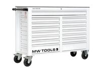 Servante d&amp;#039;atelier 15 tiroirs blanche XXL 1415 mm robuste en acier soudé verrouillable roues ø125 mm MW Tools GW115W
