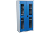 Acial - Armoire Haute à Portes Transparentes - 1000kg Charge Maxi - 1950x1000x500mm - Gris/Bleu - 4 Tablettes - Acier - Éco-responsable