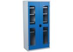 Acial - Armoire Haute à Portes Transparentes - 1000kg Charge Maxi - 1950x1000x500mm - Gris/Bleu - 4 Tablettes - Acier - Éco-responsable