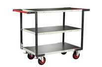 Servantes Flatpack 3 plateaux tôle galva double poignées 400 kg