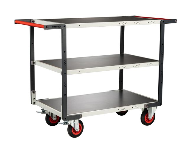 Servantes Flatpack 3 plateaux tôle galva double poignées 400 kg