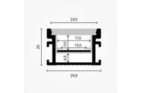 Profilé Aluminium Piétonnable 2m Encastrable au Sol pour Ruban LED - Corps Argenté