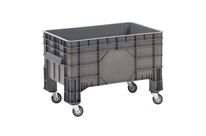 Manutan Expert - Caisse-palette plastique 550L Gris - Empilable, Alimentaire, Roulettes, 300kg Charge Max