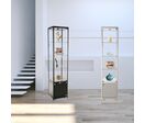 Vitrine Expo LED H.200xL.45xP.45cm Alu + Réserve Alu gris