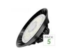 Pack de  5 - Cloche Industrielle LED 200W 120° NOIR - Blanc Neutre 4000K - 5500K