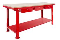 Établi 200 cm avec pieds réglables plateau MDF 3 tiroirs MW Tools DER2000PW