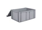 Schoeller Allibert - Bac norme Europe à couvercle gris 54L - 600x400x291 mm - Polypropylène, Usage alimentaire, Gerbable, Recyclable