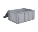 Schoeller Allibert - Bac norme Europe à couvercle gris 54L - 600x400x291 mm - Polypropylène, Usage alimentaire, Gerbable, Recyclable