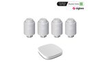 Kit de Têtes Thermostatiques Connectées Universelle + Passerelle ZigBee (Kit 4 têtes + 1