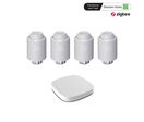 Kit de Têtes Thermostatiques Connectées Universelle + Passerelle ZigBee (Kit 4 têtes + 1