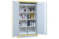 Trionyx - Armoire Multirisque Haute 2 Portes 2 Compartiments 240L - Résistance Feu 30 min - Gris/Jaune - Fermeture à Clé