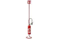 Manutan Expert - Support Extincteur sur Pied Rouge - Tube Ø 25mm - Entraxe 300mm - 10 Ans Garantie