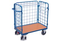 Chariot grillagé bas 3 parois pour colis