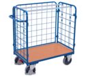 Chariot grillagé bas 3 parois pour colis