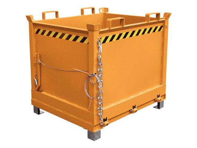 Bauer - Benne à fond ouvrant FB 750 L - Orange - Charge 1000 kg - Acier - Sur socle