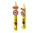 Totem école gros crayon avec panneau école + limite vitesse 30 km/h