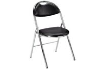 Chaise Pliante Vinyle Noire - Piètement - Chrome