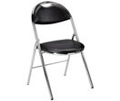Chaise Pliante Vinyle Noire - Piètement - Chrome