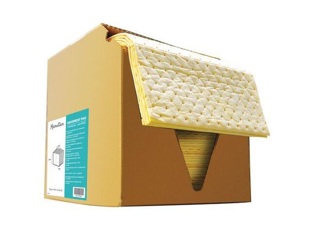 Manutan Expert - Feuille Absorbante Chimique Jaune 41x46cm - Densité Légère 167L - Polypropylène Éco-responsable