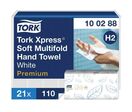 Tork - Essuie-mains pliés Soft H2 - Blanc - 2310 feuilles - Ouate de cellulose - Éco-responsable