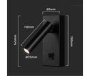Lampe Murale 2W avec Interrupteur Noir - Blanc Neutre 4000K - 5500K