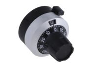 Bouton de potentiomètre Noir, Chromé, Diamètre de 22.8 mm 