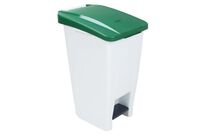 Poubelle Agroalimentaire Mobile À Pédale 60 L Blanc Couvercle Vert