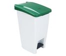 Poubelle Agroalimentaire Mobile À Pédale 60 L Blanc Couvercle Vert