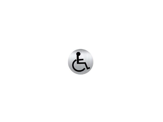 Plaque Picto Toilettes HANDICAPES Alu Rond 80 mm