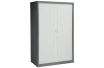 Sofame - Armoire d&amp;#039;atelier haute à rideaux 1200x665x1950 mm Gris foncé - 4 tablettes, charge 480 kg, livrée montée, éco-responsable