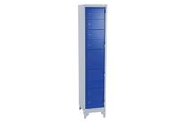 Manutan Expert - Armoire à linge 10 cases gris/bleu sur pieds - Acier époxy - Fermeture à clé - 1900x380x450mm