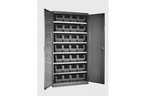 Armoire 28 bacs plastiques Ecogreen gris 12.5L avec 2 portes battantes