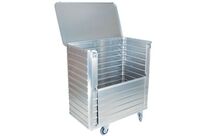Gmohling - Chariot conteneur aluminium 1050L - 300kg - 1 paroi semi-rabattable - Éco-responsable