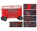 Servante d'atelier robuste avec support pneus - 7 tiroirs - Grandes roues avec freins à disque - Set de 514 outils MW Tools MWE512M3