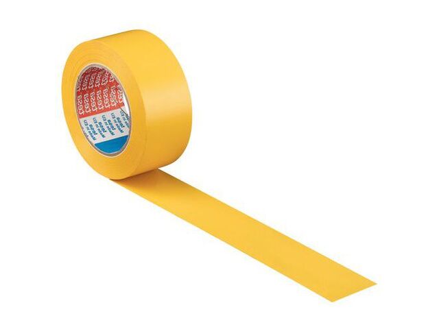 Tesa - Ruban Vinyle Jaune 33m x 50mm - Marquage Distanciation Sociale - PVC Durable - Surfaces Variées