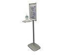 Porte-Message A4 Pied 133 cm + Tablette 25 cm Gris