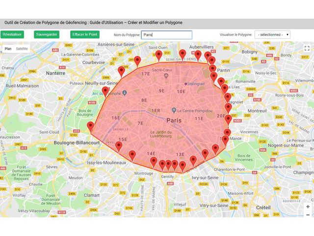 Alertes Geofencing des zones géographiques et plages horaires 