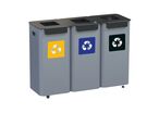 Alda - Ensemble 3 bacs recyclage modulables métal Gris 210L Tri sélectif Ouverture fente Idéal extérieur